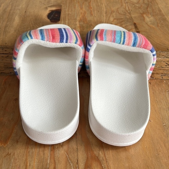 ROXY Women’s Slippy Terry Slides Sandals white multi rainbow cloth upper 8 - Picture 3 of 10